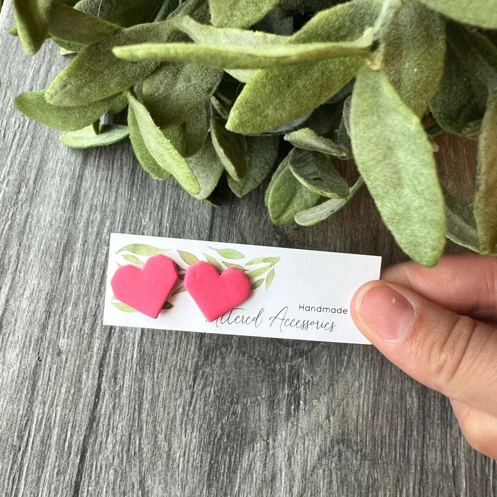 2/$15 Handmade- Large Heart Stud